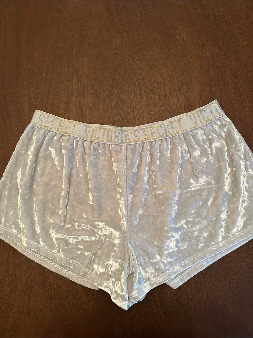 Victoria's Secret White/Cream Velvet Logo Waistband Lounge Shorts